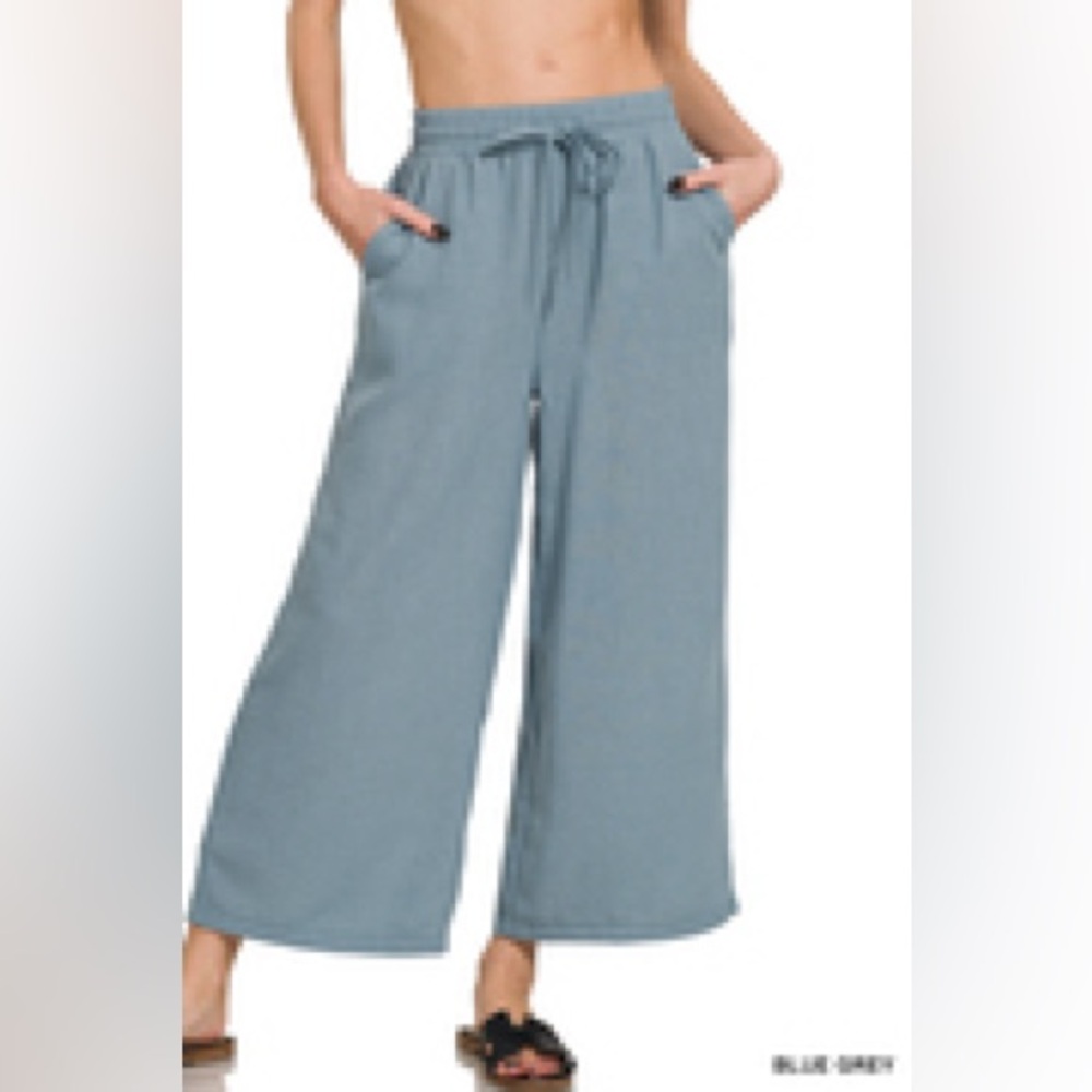 Boutique: Zenana Women's Wide-Leg Blue grey Pants